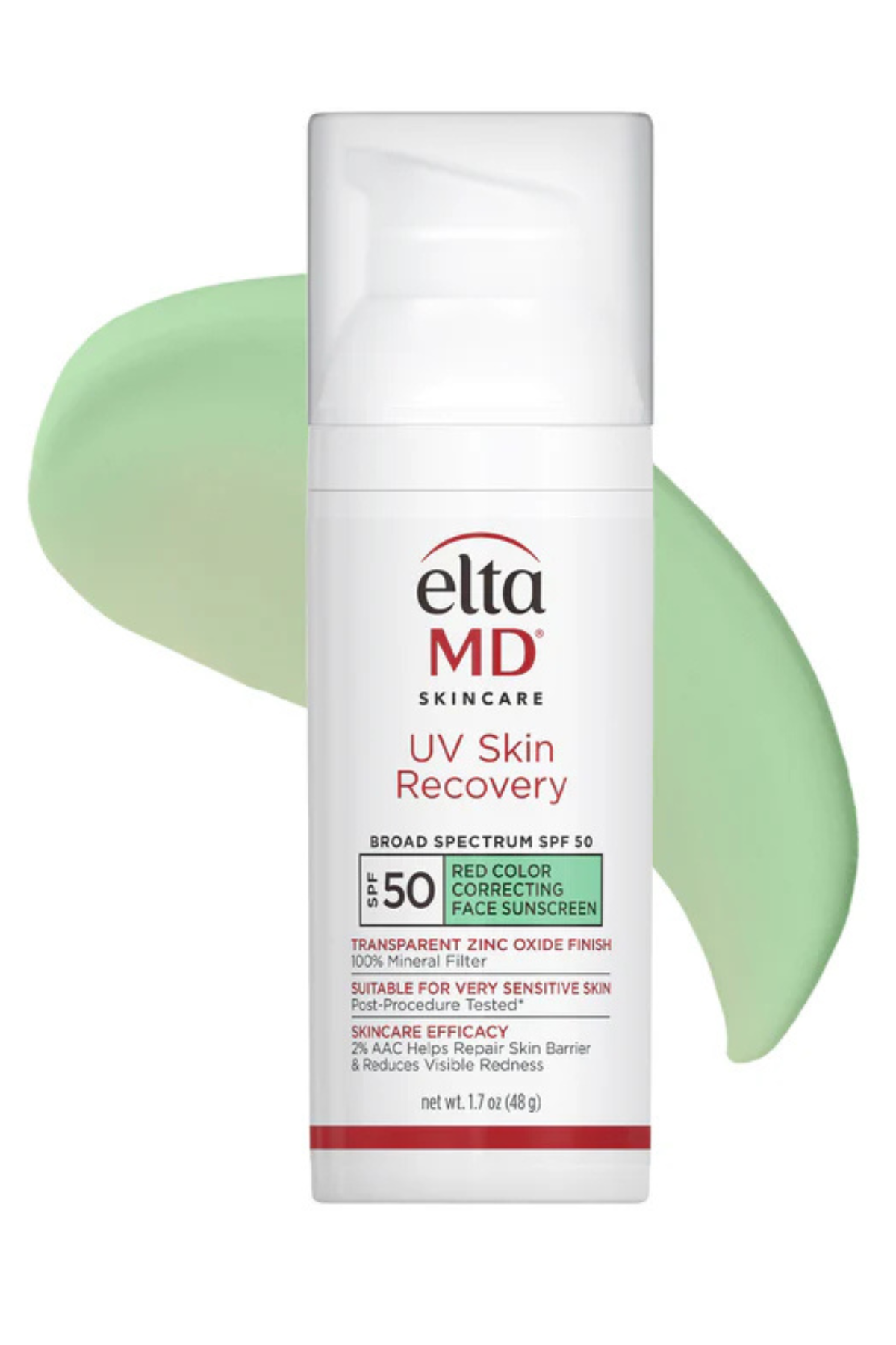 EltaMD, UV Skin Recovery SPF 50 Red Color Correcting Green Tint Broad Spectrum SPF 50