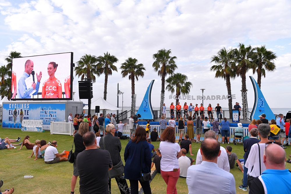 CCC Liv women's team take the stage at the Cadel Evans Great Ocean Road Race presentation