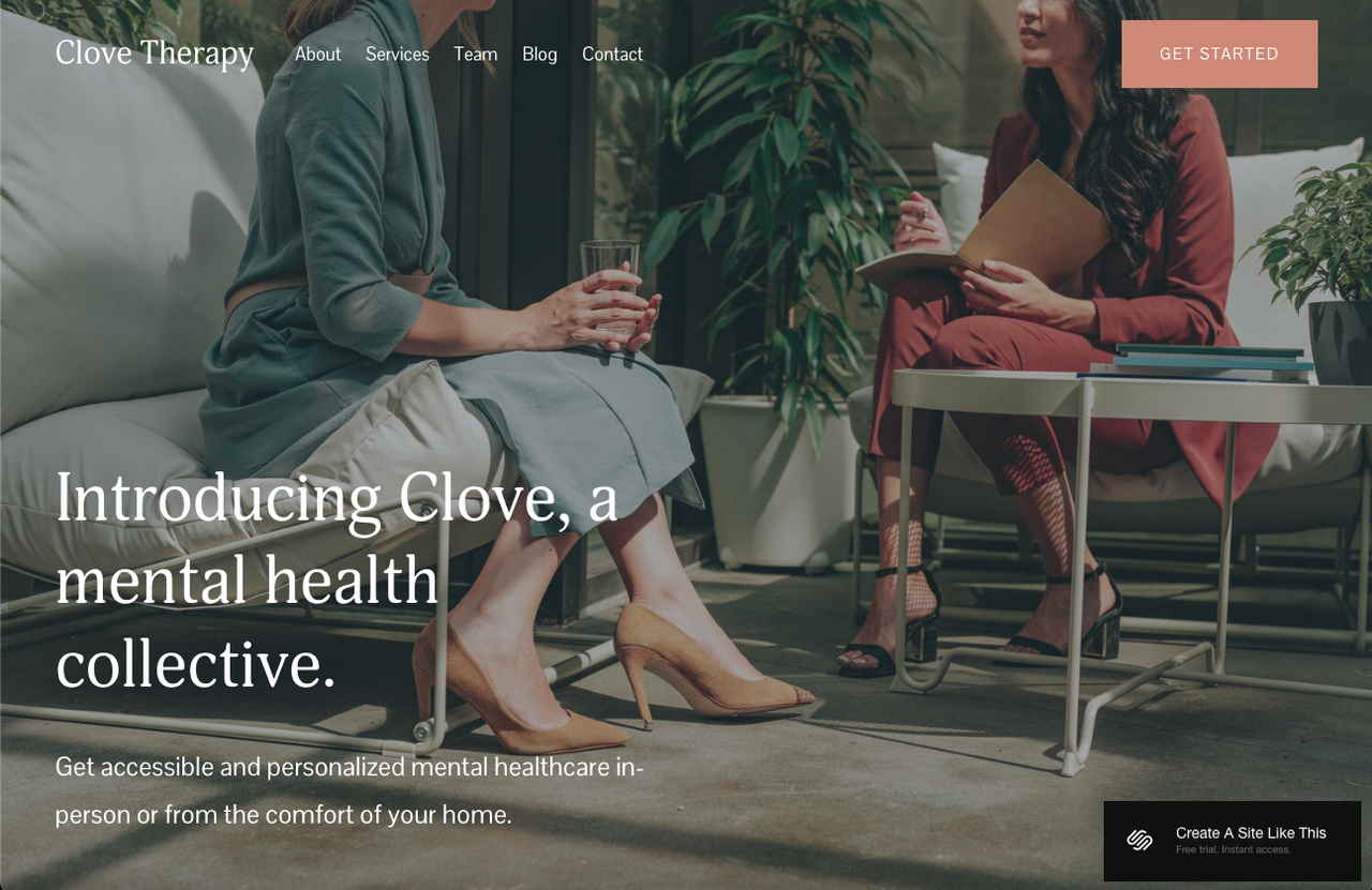 screenshot of Squarespace template