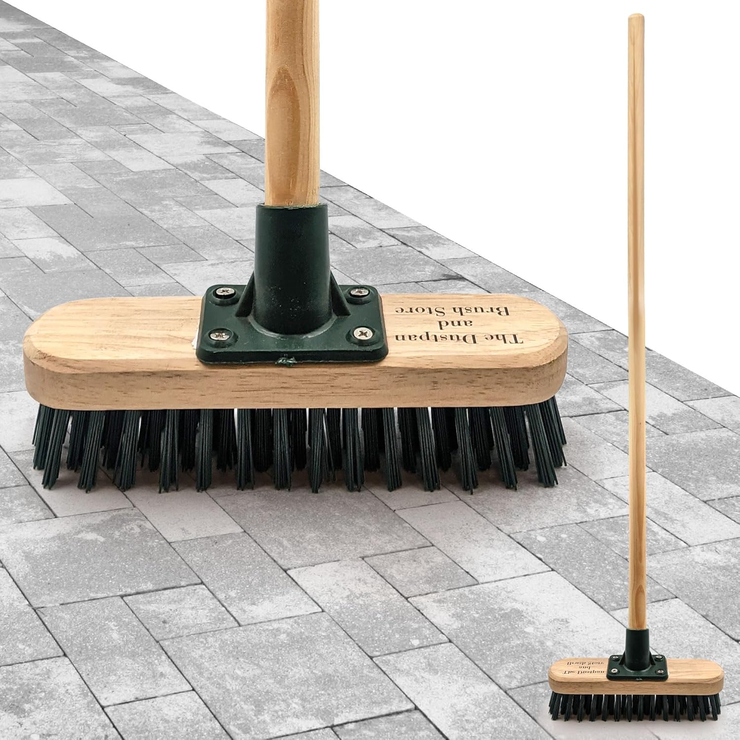 Wooden scrubbing brush to clean patio