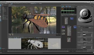 Maya interface featuring 3D model of giant bug