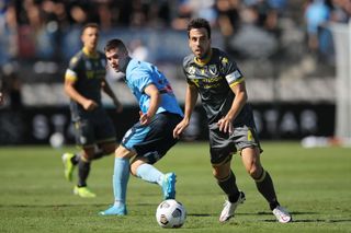 Beñat Etxebarria in action for Macarthur against Sydney FC in February 2021.