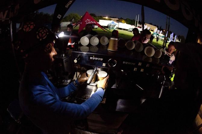 Early morning coffees during stage 5