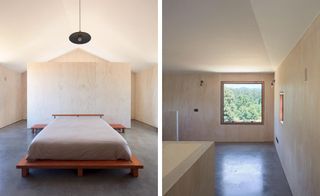 Upper level with bedroom and bathroom of Chilean house by Ampueroyutronic