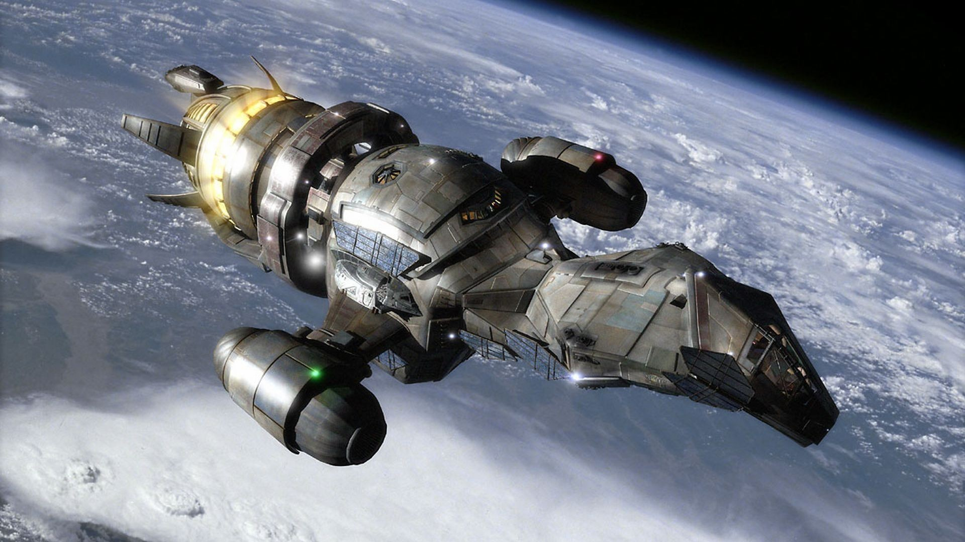 The Firefly class ship Serenity from the movie Serenity