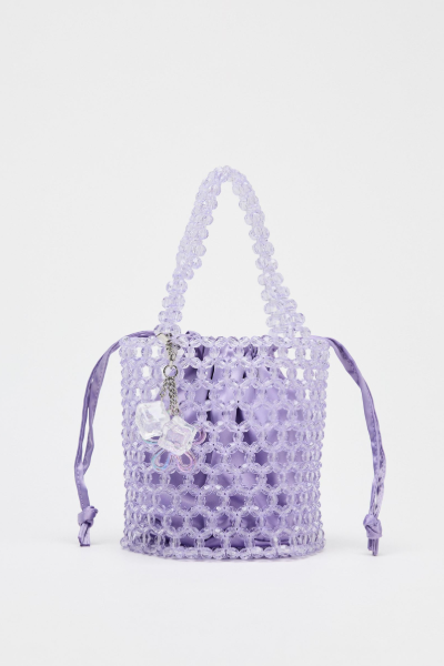 ZARA, Beaded Cylindrical Bucket Bag