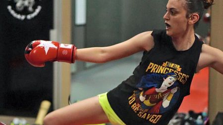 Wonder Woman: Evolution writer Stephanie Phillips practicing Muy Thai