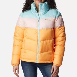 colour block pastel short/hip length puffer jacket
