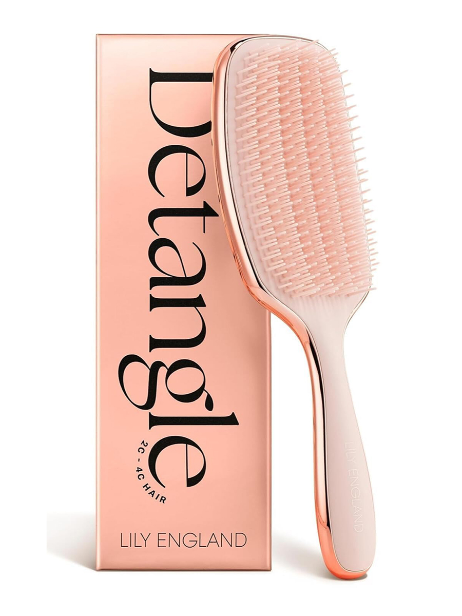 Lily England, Lily England Detangling &amp;amp; Styling Brush - Pain-Free Brush for Curly Wet &amp;amp; Dry Hair With Flexible Bristles - Easy to Hold Rose Gold Brush for Women's 3c to 4c Curls
