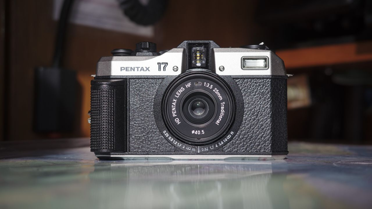 Pentax 17 compact film camera front-on