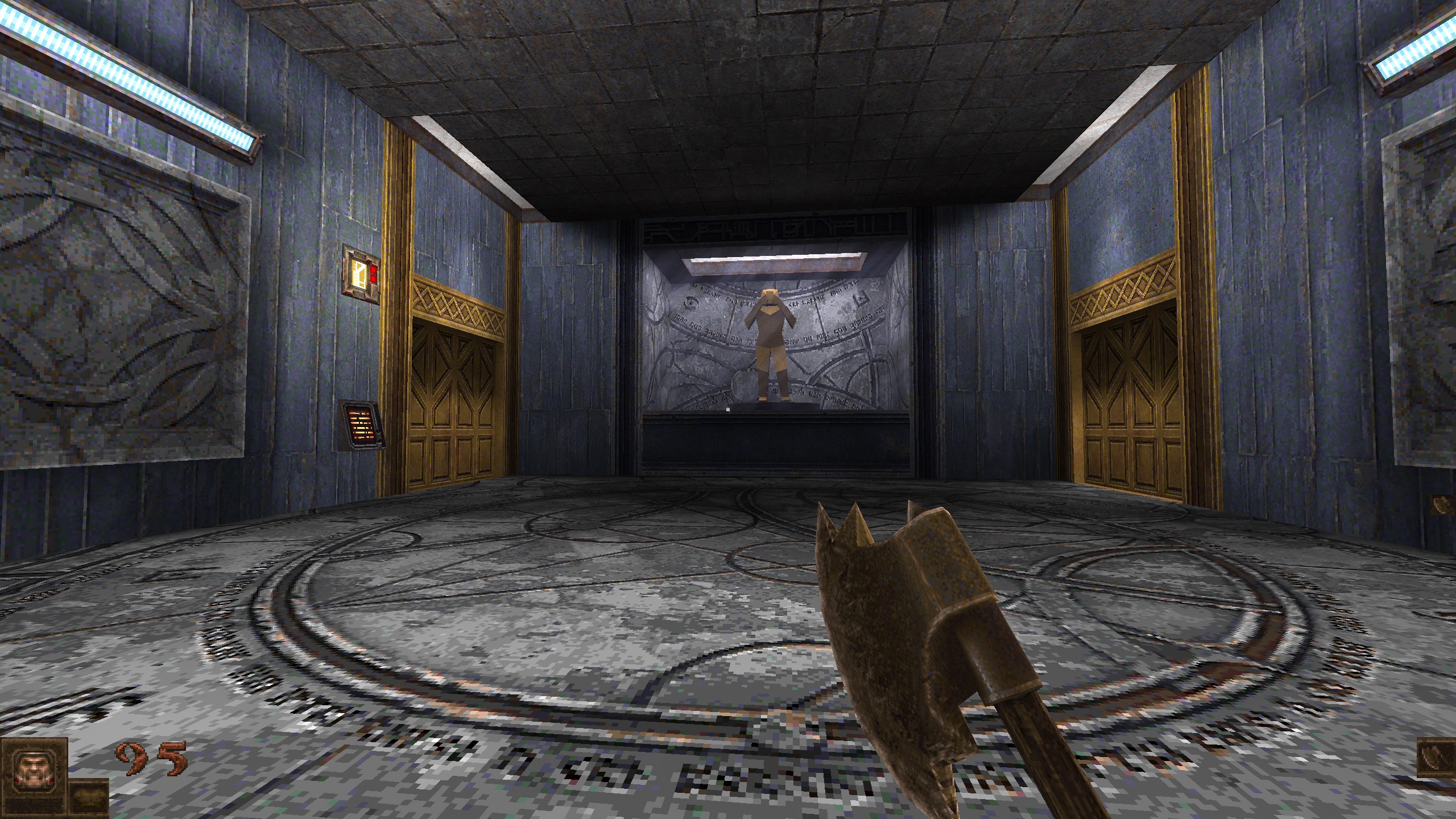 Hallway with marble floor rendered in Quake