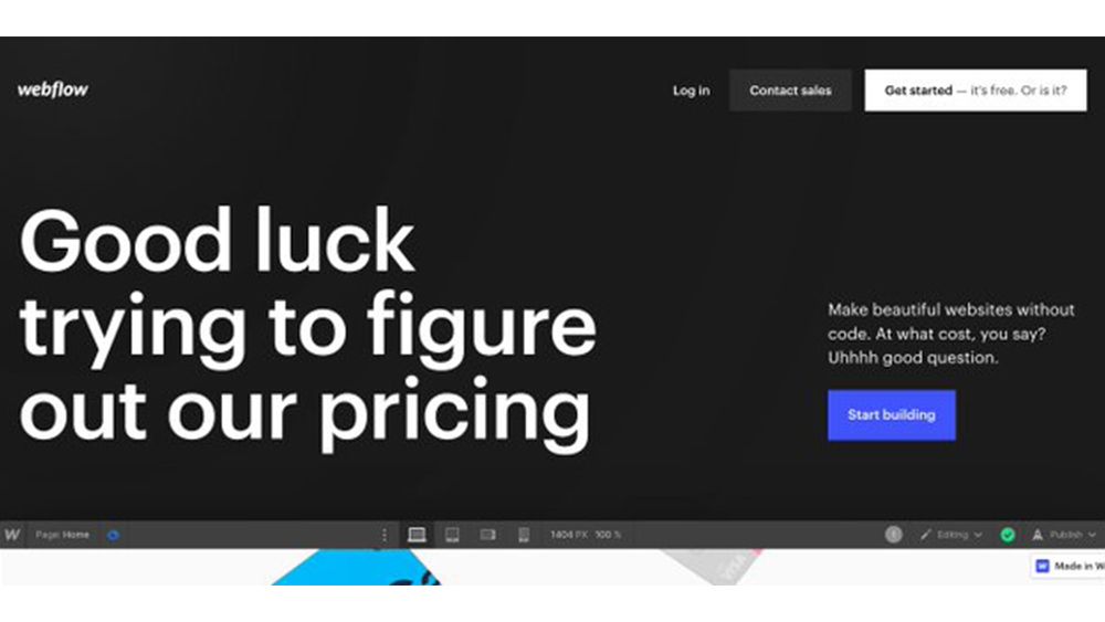 A mock web design with honest marketing copy