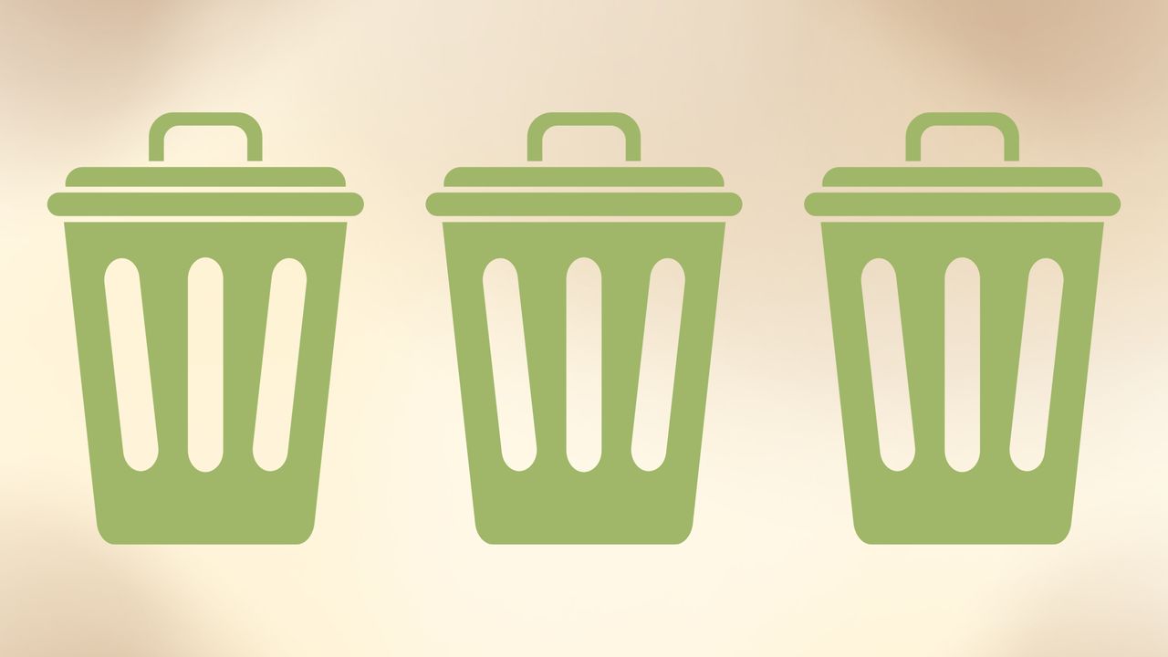 Three graphics of a compost bin on brown background