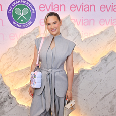 Molly Mae wearing grey suit at wimbledon 2026.