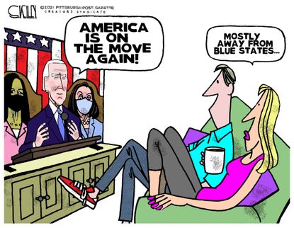 Political Cartoon U.S. biden address spending census