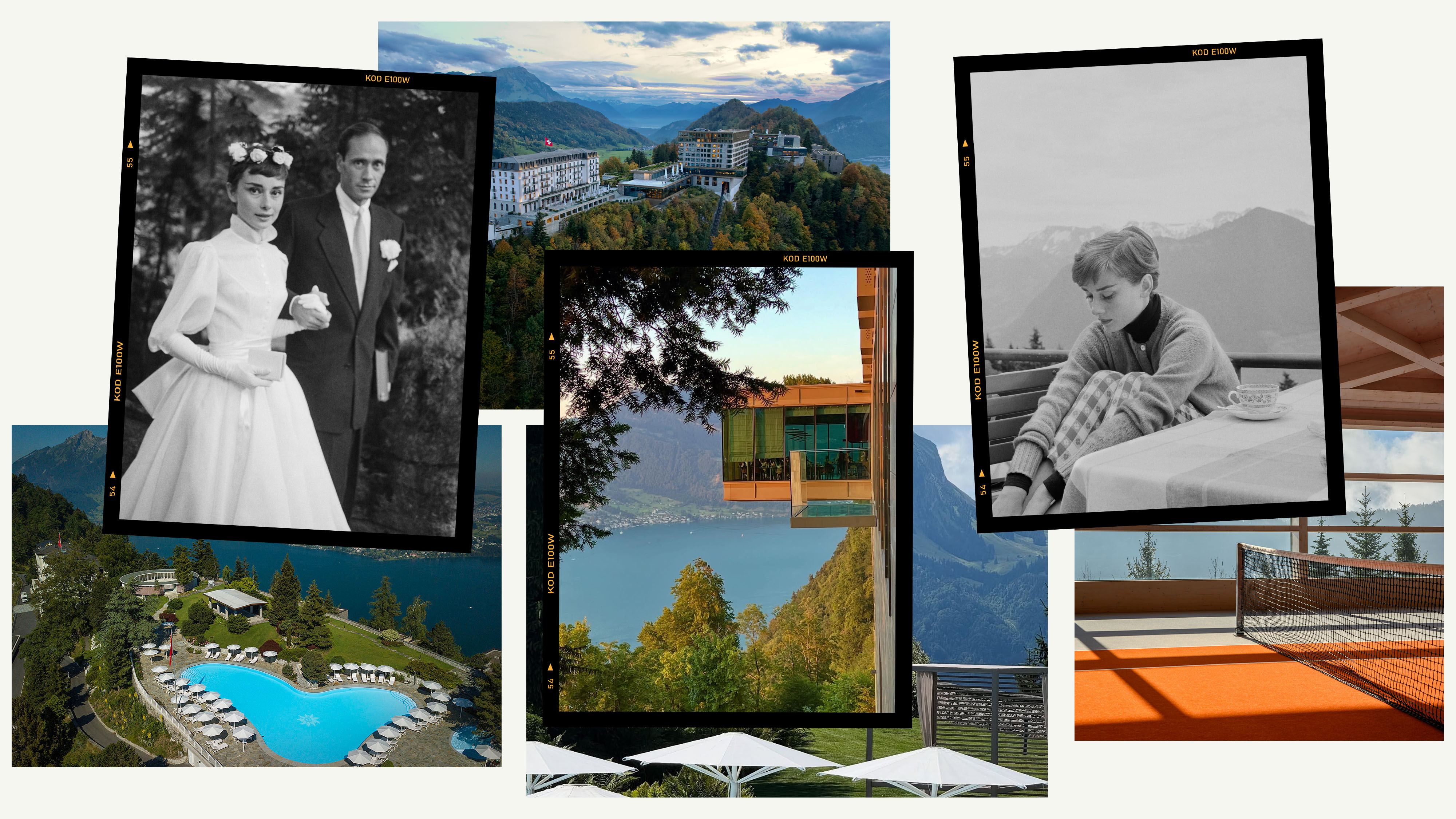 a collage of images at the Bürgenstock Resort