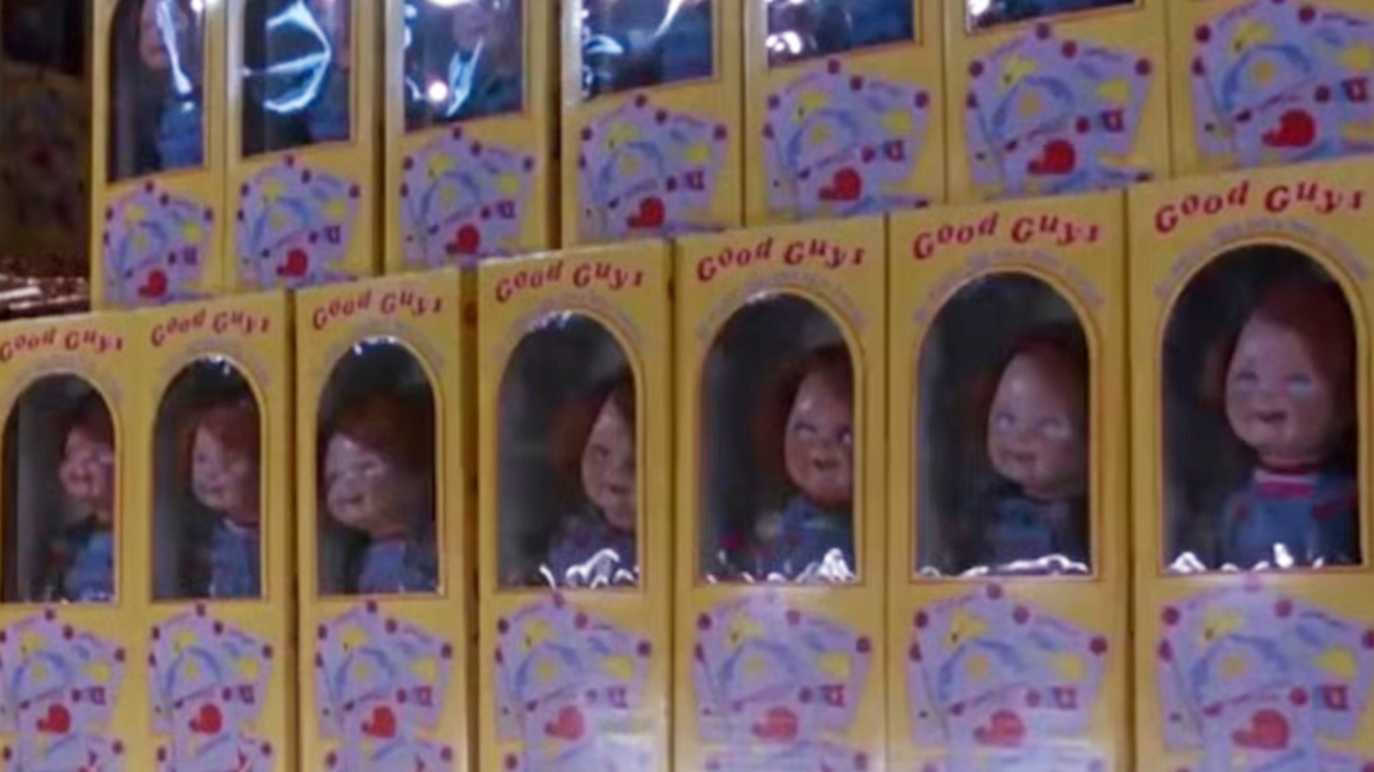 A legion of Chucky toys in Child's Play