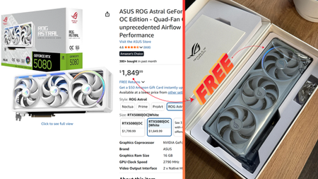 Asus ROG Astral RTX 5080 White scored for free by lucky Redditor on Amaozn