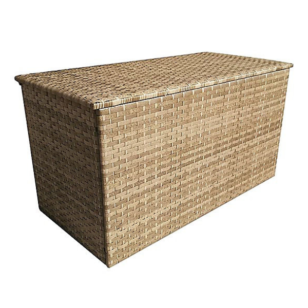 Signature, Signature Weave Wicker Medium Cushion Box Garden Storage Chest Cabinet Caramel