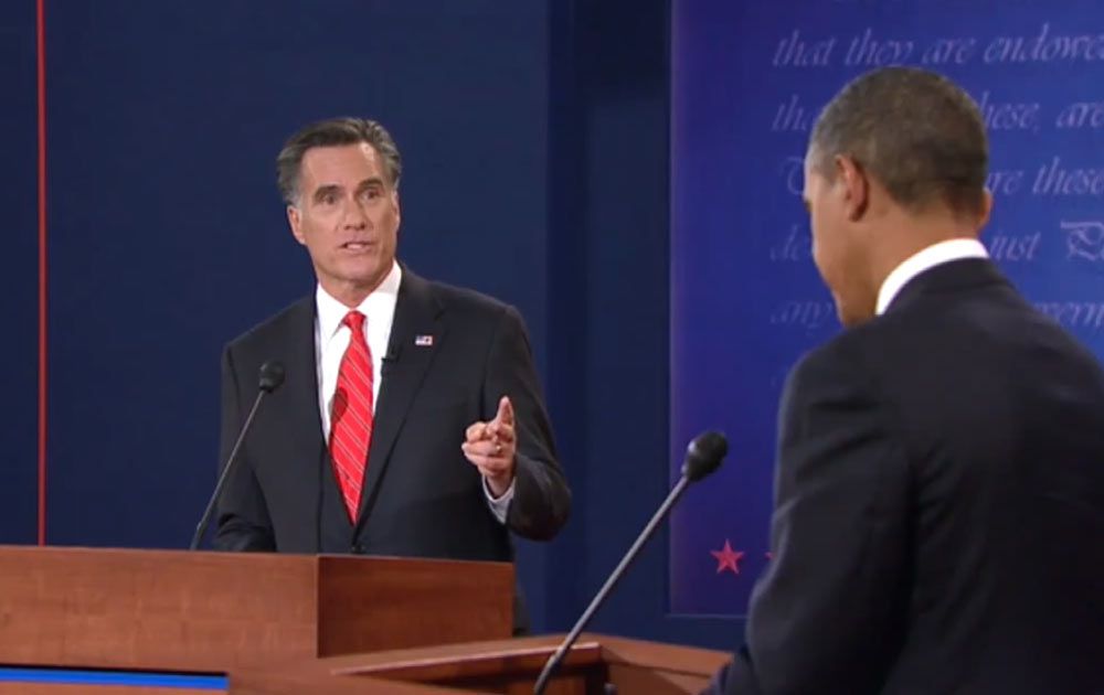 screengrab of video showing presidential debates on Oct. 3, 2012.