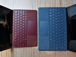 Surface Go's keyboard (left) versus Surface Pro's (right).