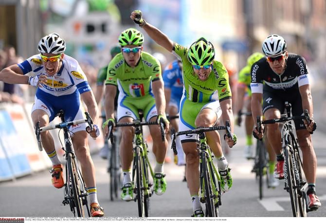 Oscar Gatto (Cannondale) thinks he's won the stage