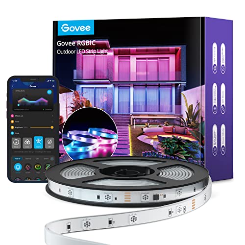 Govee Outdoor Led Strip Lights, 10m Rgbic Outdoor Lights Work With Alexa, Ip65 Waterproof, Music Sync Rope Lights for Roof Eave Balcony Garden