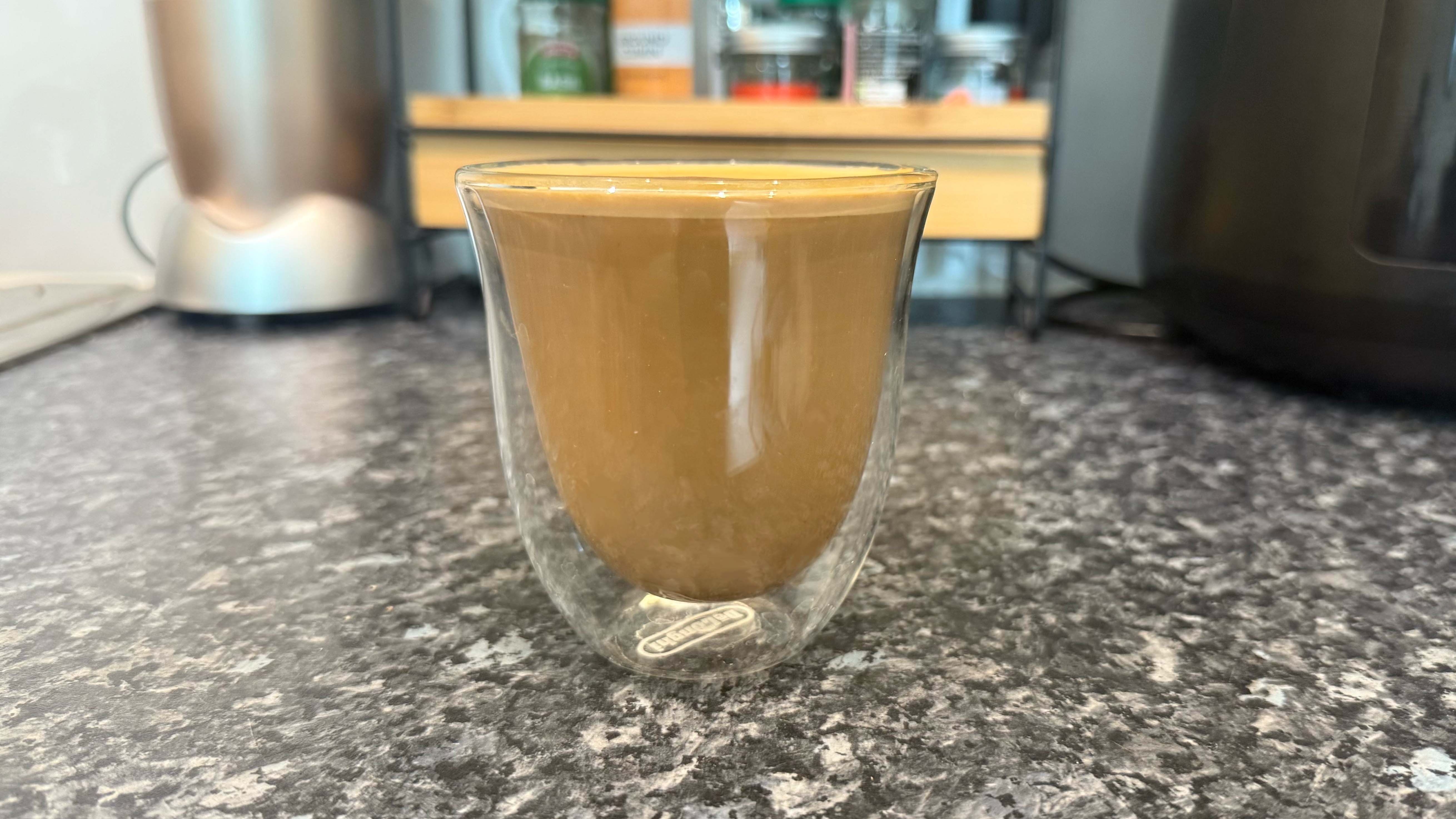 a picture of a latte made on the de'longhi la specialista opera following chatgpt's instructions