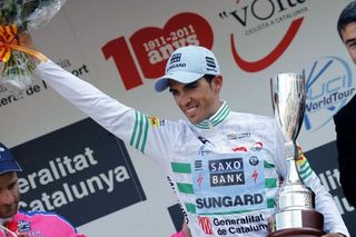 Alberto Contador (Saxo Bank-SunGard) on the podium