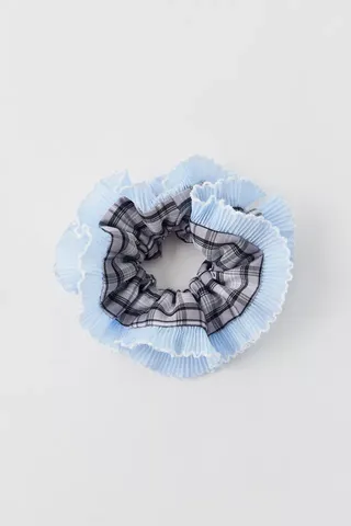 Jessica hair tie with contrast edge and check pattern