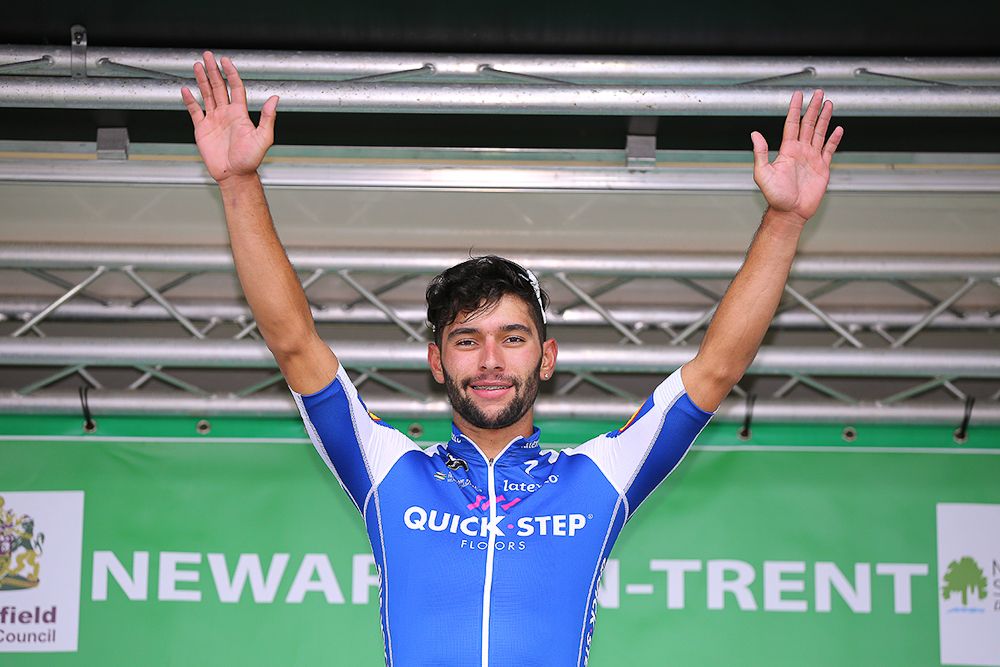 Fernando Gaviria on the stage 4 podium