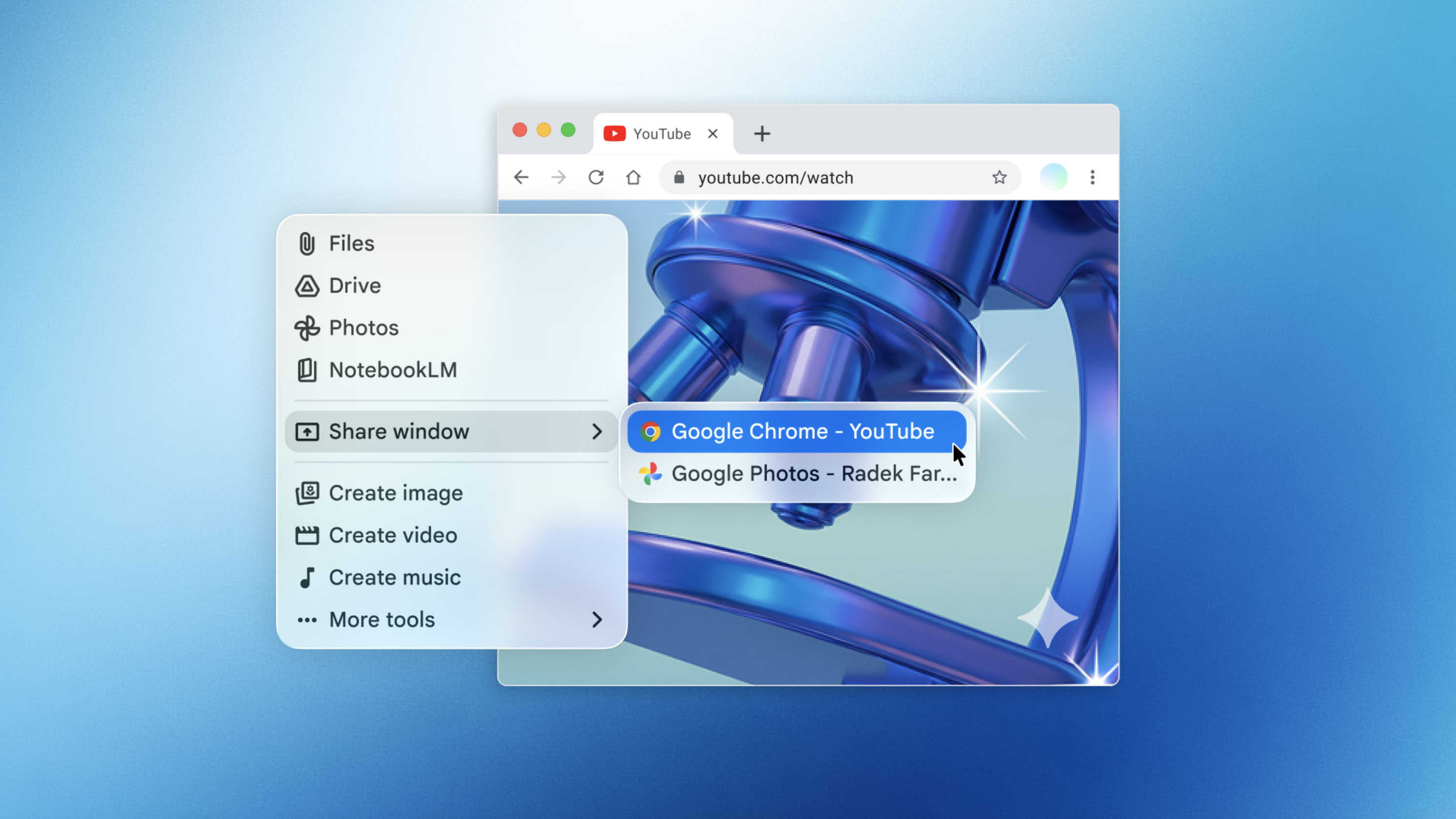 Gemini app on a Mac showing screen sharing.