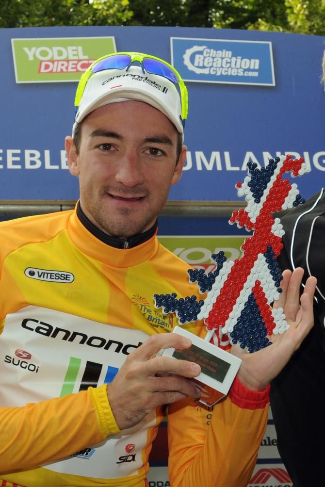 Elia Viviani (Cannondale) on the podium