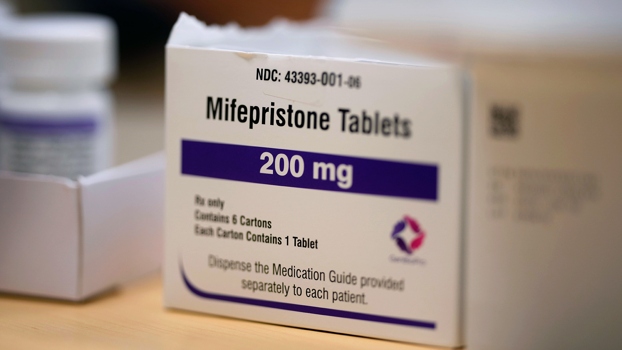 Mifepristone tablets sit on a table at a Planned Parenthood clinic in Ames, Iowa