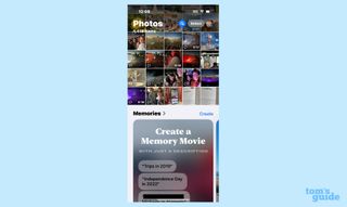 Memory Movie creation link part of Memories section in iOS 18 Photos app