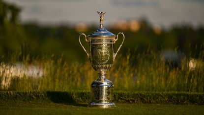 The US Open trophy at The Country Club, Brookline