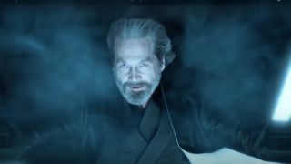 Jeff Bridges wields his powers on The Grid in Tron: Legacy.