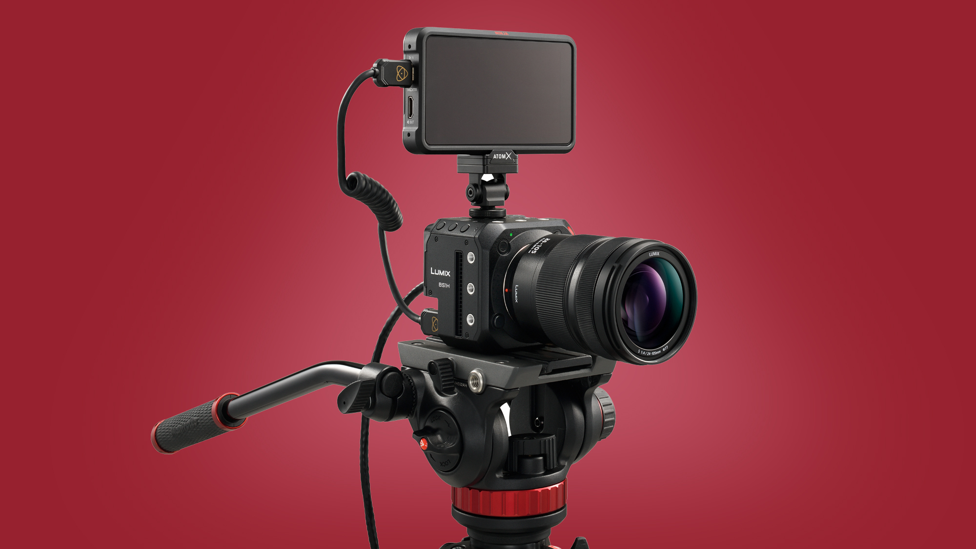 The Panasonic BS1H box camera on a red background