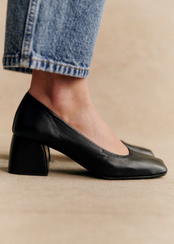 Martina Heel Pumps - Smooth Black - Sheep Leather - S&amp;eacute;zane