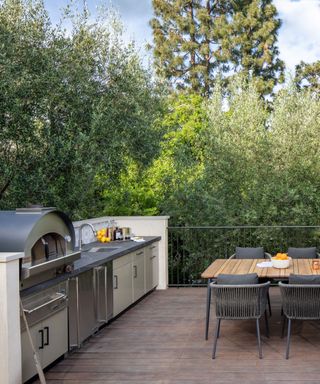 Outdoor kitchen with outdoor porcelain countertops