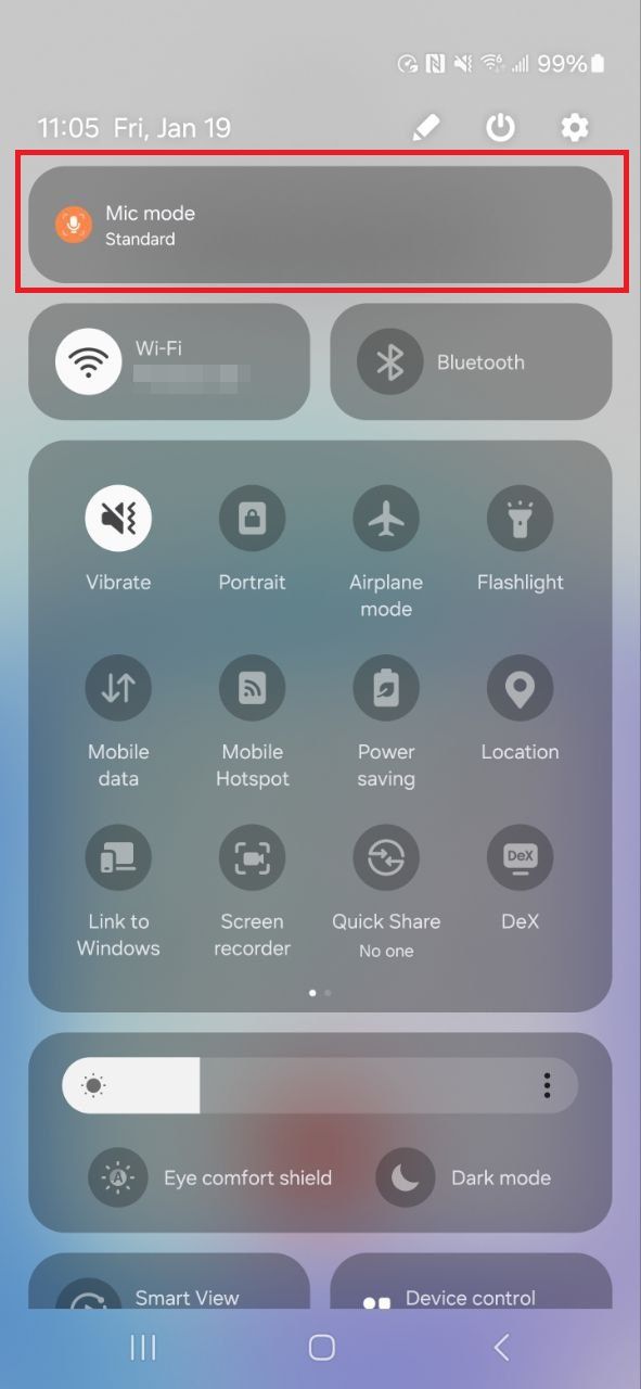 Accessing mic mode settings in One UI 6.1