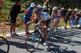 Vladimir Efimkin (AG2R La Mondiale) climbs to the finish in Andorre Arcalis.