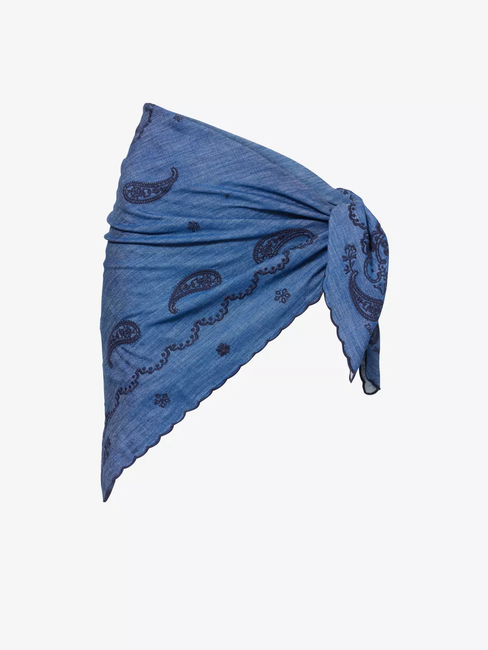 Paisley Embroidered Cotton Pareo