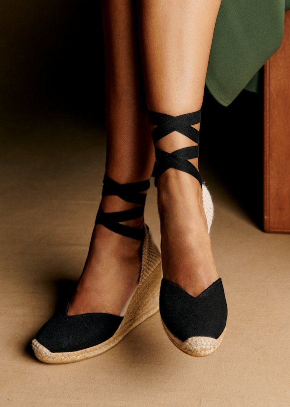 Diane Espadrilles - Black Canvas - Cotton Fabric - Sézane