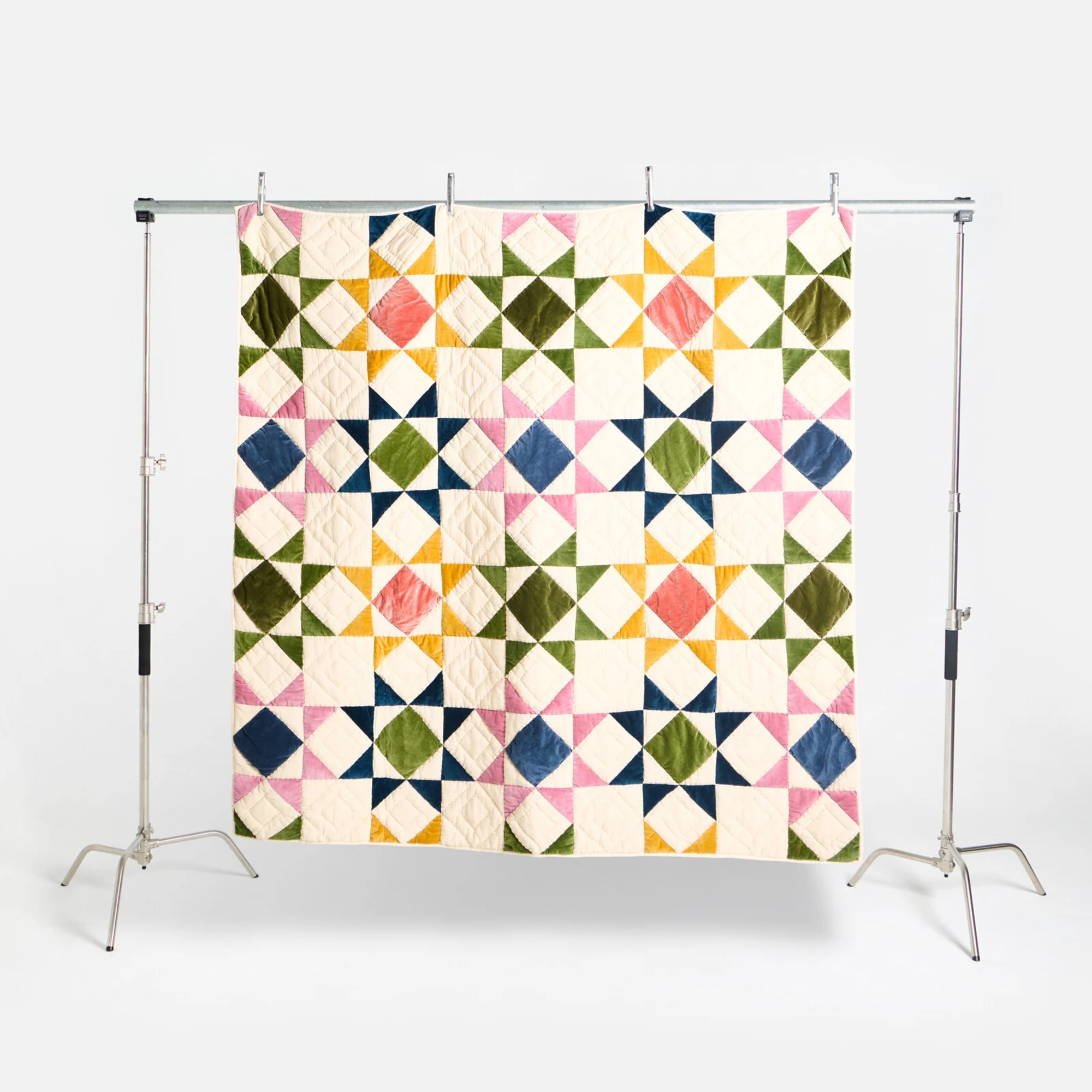 Oliver Bonas Patchwork Star Multicolour Velvet Quilt