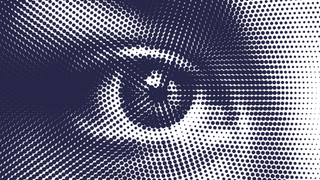 Closeup of a human eye made by dots.