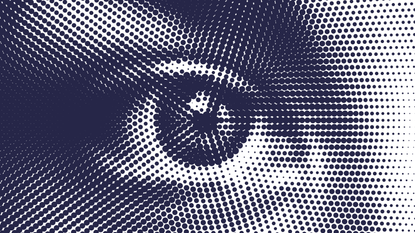 Closeup of a human eye made by dots.