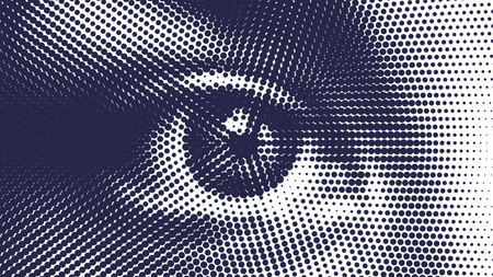 Closeup of a human eye made by dots.