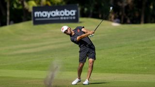 Abraham Ancer of FIREBALLS GC plays a shot during the LIV Golf Invitational - Mayakoba at El Camaleon at Mayakoba