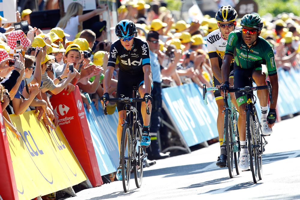 Chris Froome narrowly avoided going down in the crash.